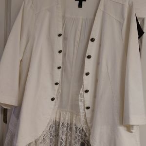 White jacket with lace peplum